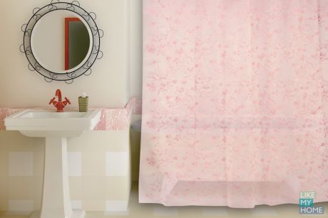 WESS Занавеска (штора) для ванной комнаты пластиковая 180x180 см Rattan pink WESS