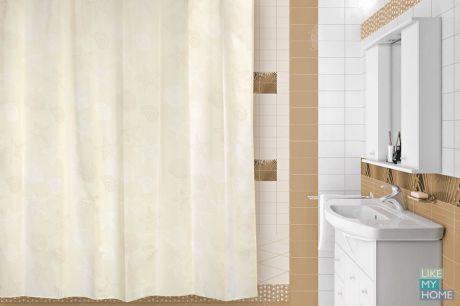 VERRAN Занавеска (штора) для ванной комнаты тканевая 180x180 см Omeni beige VERRAN