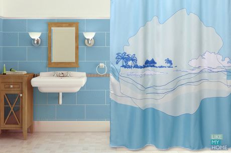 WESS Занавеска (штора) для ванной комнаты тканевая 180x200 см Bahari WESS