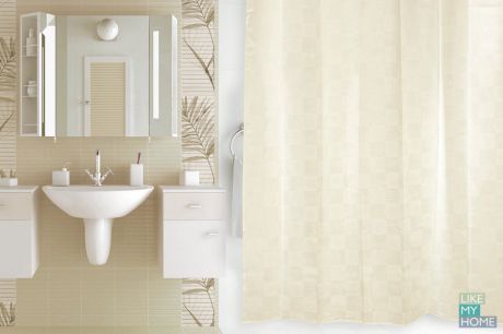 VERRAN Занавеска (штора) для ванной комнаты тканевая 240x200 см Dagha beige VERRAN