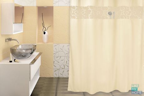 WESS Занавеска (штора) для ванной комнаты тканевая 200x200 см WESS Numkesh beige
