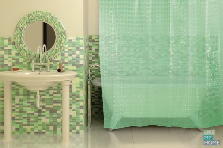 WESS Занавеска (штора) для ванной комнаты пластиковая 180x180 см WESS Belorr green