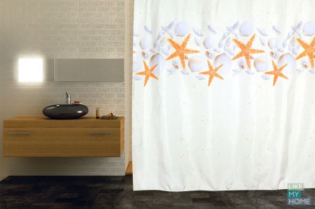 VERRAN Занавеска (штора) для ванной комнаты тканевая 180x180 см Stars VERRAN