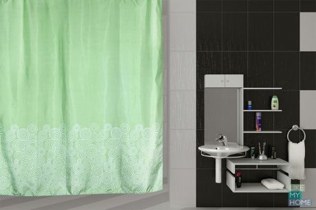 VERRAN Занавеска (штора) для ванной комнаты тканевая 180x180 см Espiral VERRAN
