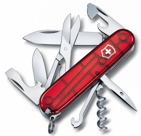 Нож перочинный Victorinox Climber 1.3703.T 91мм 18 функций полупрозрачный красный