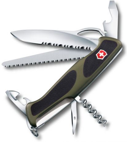 Нож перочинный Victorinox RangerGrip 179 0.9563.MWC4 (0.9563.MWC4) зеленый/черный 12 функций пластик