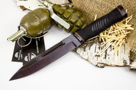 Нож Казак-2, сталь 65Г, резина