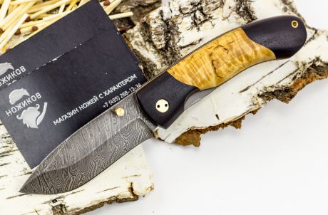 Нож складной Егерский-2, дамаск, карельская береза