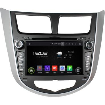Штатное головное устройство Incar AHR-2487 Hyundai SOLARIS на androd 4.4.4