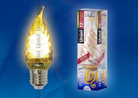Лампа энергосберегающая (03864) E27 12W Gold свеча на ветру витая золотая ESL-C21-TW12/GOLD/E27