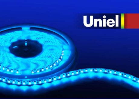 Светодиодная лента Uniel (05487) 5M синий 48W ULS-3528-120LED/m-8mm-IP65-DC12V-9,6W/m-5M-BLUE