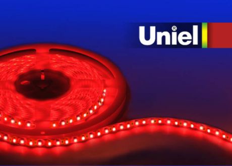 Светодиодная лента Uniel (05489) 5M красный 48W ULS-3528-120LED/m-8mm-IP65-DC12V-9,6W/m-5M-RED