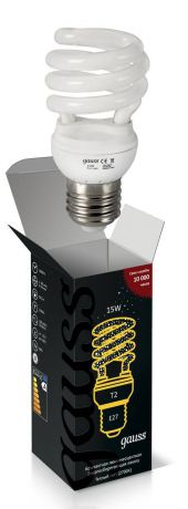 Лампа энергосберегающая E27 15W 2700K спираль T2 матовая 172115
