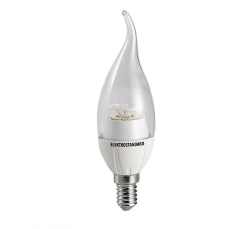 Лампа светодиодная CR 12SMD E14 6W 3300K свеча на ветру прозрачная 4690389054709