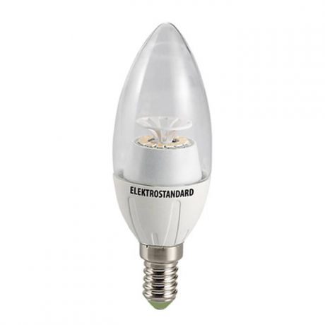 Лампа светодиодная CR 12SMD E14 6W 3300K свеча прозрачная 4690389054617