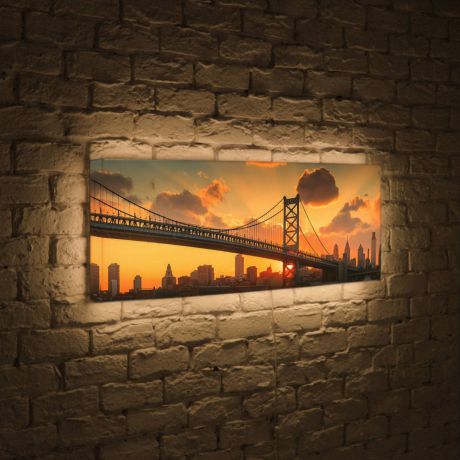 Лайтбокс панорамный Бруклинский мост на рассвете 35x105-p020