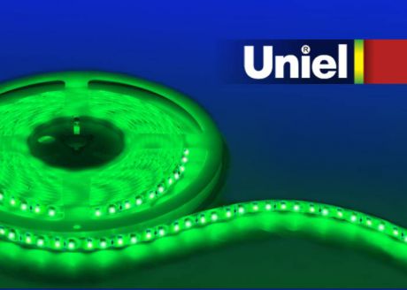 Светодиодная лента Uniel (05482) 5M зеленый 48W ULS-3528-120LED/m-8mm-IP20-DC12V-9,6W/m-5M-GREEN