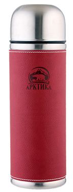 Арктика 0,7 л (108-700) - термос с узким горлом и кожаной вставкой (Красный)