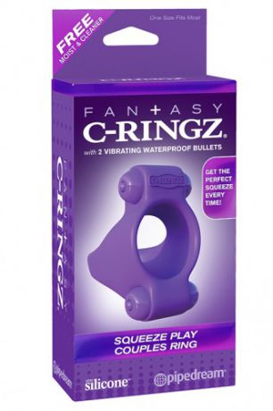 Эрекционное кольцо Squeeze Play Couples Ring с 2-мя виброэлементами фиолетовое