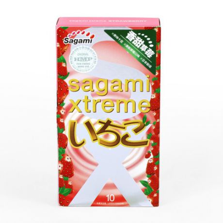 Презервативы SAGAMI Xtreme Strawberry 10шт. латексные со вкусом клубники